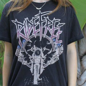 Oversized Black Motorcycle Vintage Graphic T-shirt